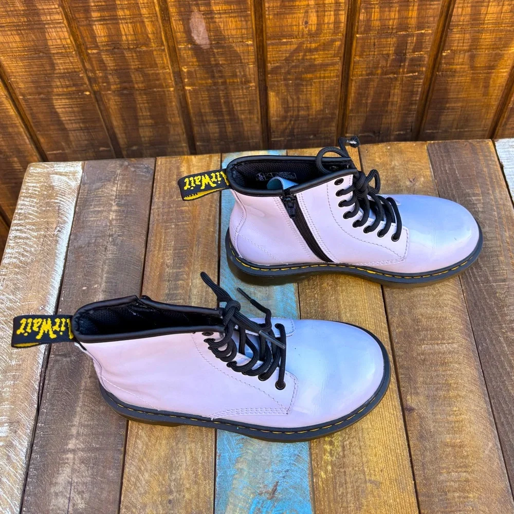 Dr. Martens Delaney Light Lavender Patent Boots
